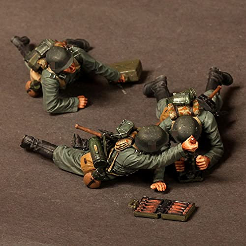 PANGCHENG 1/35 5cm mortier Grw 36 Team.1939-42, 3 Figurines, résine modèle Soldat GK, thème Militaire de la Seconde Guerre Mondiale, kit Non assemblé et Non Peint