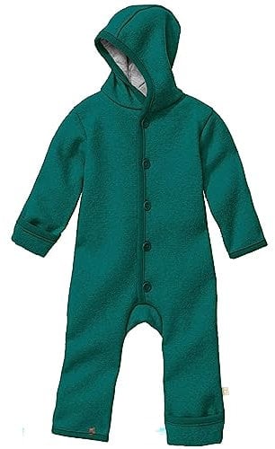 Disana WALK-OVERALL, 100% Bio-Merinowolle GOTS, IVN Best | mit Umklappbündchen | Newborn Baby Kleinkind Kind Unisex | Made in Germany | Pacific Gr. 98-104