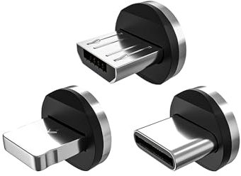 Statik Lot de 3 connecteurs magnétiques pour câble de Charge magnétique, Adaptateurs magnétiques USB-C, Micro USB et i-Product pour chargeurs de câble magnétiques, Compatible avec Tous Les appareils