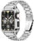 MioHHR Stainless Steel Watch Band with Case Compatible for Apple Watch Bands 45 mm,Rugged Strap with Metal Protective Bumper Cover for iWatch Series 9/8/7 for Men(Silver)