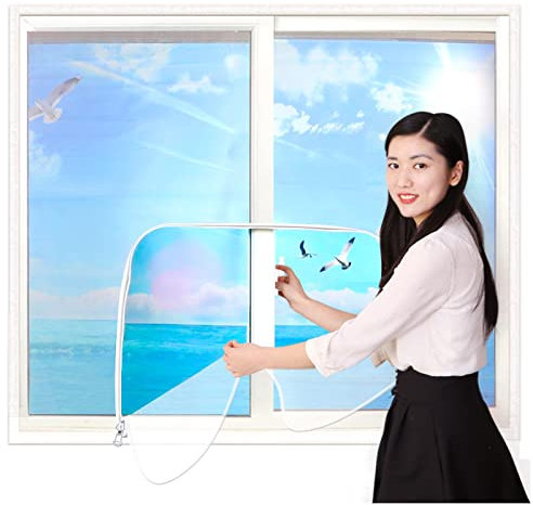 RUIBEI Custom Window Safety Net Self-Adhesive Cat Window Protection Screen Zip, Anti-Mosquito Insects Fly Screen,Removable,Washable, Position 5