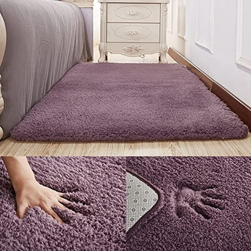 Swsen Tappeto Lungo Shaggy - Tappeti Camera da Letto Moderni per Soggiorno Home Room Décor - in Colori e Dimensioni, Dimensioni: 50 x 80 cm, Colore: Violagrigio