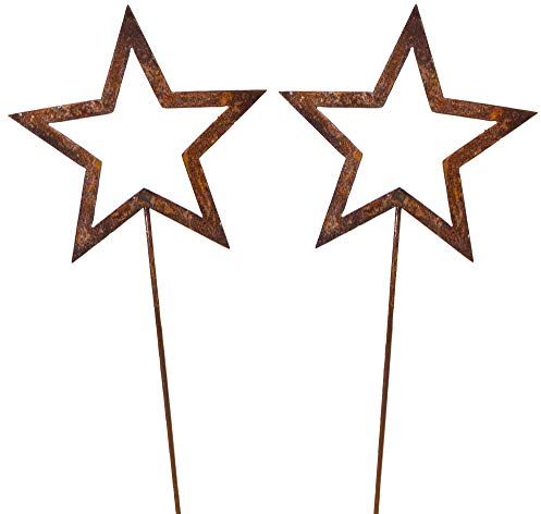 B2S BACK2SEASON Metall Stecker Sterne zum Stecken Edelrost Weihnachtsdeko Gartenstecker Made in Europa Höhe 60 cm 2 Stück (Edelrost Stern im Stern)