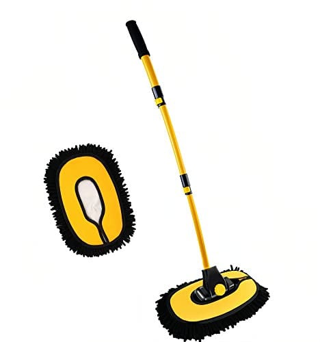 MVEQRRN Upgrade Autowaschbürste Mop mit langem Griff, Mikrofaser-Handschuh, Auto-Reinigungszubehör-Set, Werkzeugzubehör