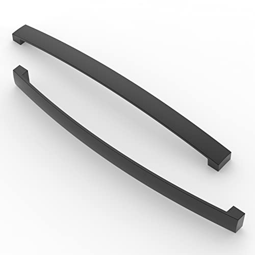 FURNIWARE 10 Stück Möbelgriff, Bohrlochabstand 256mm Stangengriff, Cabinet Arch Pull Küchengriff, für Küchenschranktür, Schlafzimmer Kommode Schublade, Badezimmer, Matt Schwarz