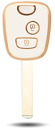 OFFCURVE Etui a Cle Voiture Coque Clé, Étui à Clés TPU Couvre Clef 2 Boutons pour Peugeot 106 207 308 406 607 806 Partner Expert Citroen C1 C2 C3 C4 C6 Xsara Berlingo Saxo Picasso Toyota Aygo