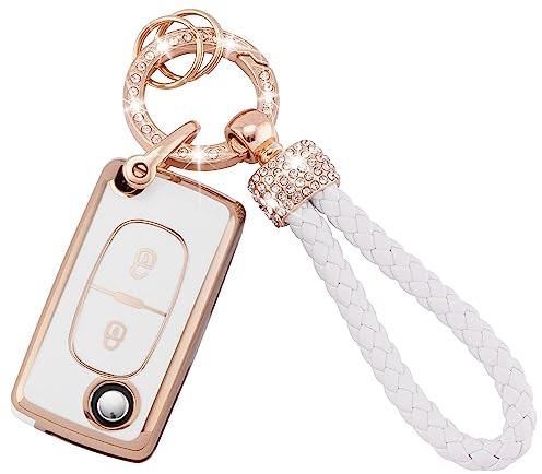 Koaudb Coque de clé de voiture en TPU compatible avec 2 boutons Peugeot 107 207 307 307S 308 407 607 807 3008 5008 Citroen C2 C3 C4 C5 C6 C8 Xsara Flip Folding Key Shell Case Fob (Pgt-2F)