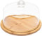Bell Jar Cake Bell Glass Hood Cheese Bell with Bamboo Plate Cake Plate Hood Serving Plate with Glass Hood Wooden Cheese Plate Cheese Board-23.5X23.5X16.5CM
