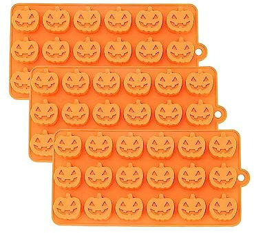 Maskworld Mini Kürbisse Motiv-Silikonform für Fruchtgummis & Backen - 18 Figuren - Halloween, Karneval & Motto-Party (3 Formen)