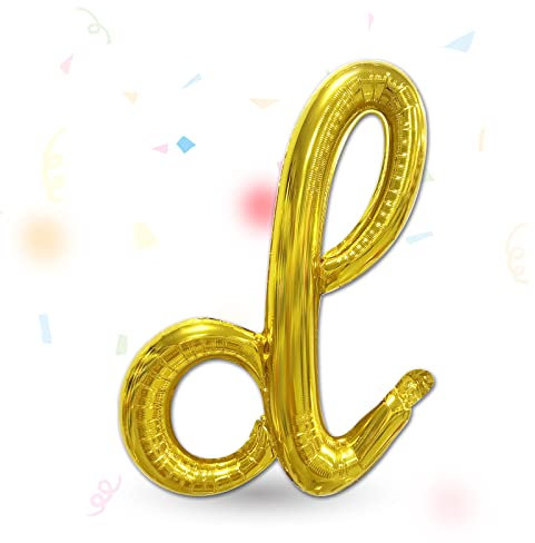 FUNXGO Folienballon Buchstaben Gold d - Buchstaben Luftballon Klein d - ca. 40cm Nur Luftfüllung - Ideal für Geburtstag, Hochzeit & Party Deko - Ballon Buchstabe D Gold