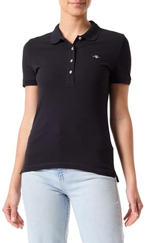 GANT Damen Slim Sheild Cap Sleeve Pique Polo, Black, M
