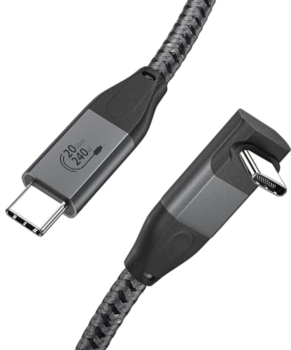 XAOSUN 240W USB C Cable 1M,20Gbps USB3.2 Gen 2x2 Data Cable Right Angle,4K@60Hz Type C to C Video Cable Fast Charge for iPhone 17/16 Pro Max,MacBook Pro,Galaxy S24 S23 Ultra,iPad Pro/Air,Monitor,Hub