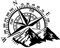 Kyaoayo Auto Aufkleber, Compass Car Stickers, Auto Aufkleber Lustige, Dekorative Autoaufkleber, Autoaufkleber Mit Bergkompass-Muster, 60 × 48 cm, Schwarz, für Karosserie, Fahrzeugscheiben, MotorräDer.