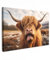 MuchoWow© Leinwand Groß 120x80 cm XXL Deko Schlafzimmer Aesthetic Leinwandbilder Wohnzimmer Gemälde Foto Geschenk Living Room Decoration Schottische Hochlandrind - Kuh - Highland Cow - Zunge - Hörner