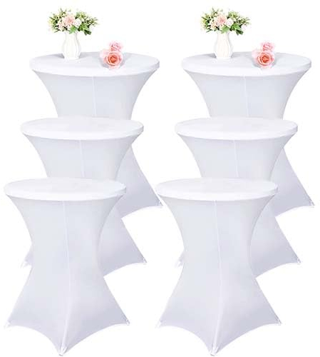 Vnituasr 6er-Set Cocktail Tischhussen, Stehtisch Husse für Bistrotisch Ø 80-85 cm, Weiße Stretch-Tischdecke für Party, Bankett, Hochzeitsereignis und Stehtische(80×110cm,Weiß)