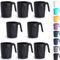 Berglander Tasses à café en plastique noir Set de 8 x 450ml, Gobelets avec poignées, Tasse d’eau réutilisable, Facile à transporter, Idéal pour la maison, Jardin, Pique-, Camping, Extérieur
