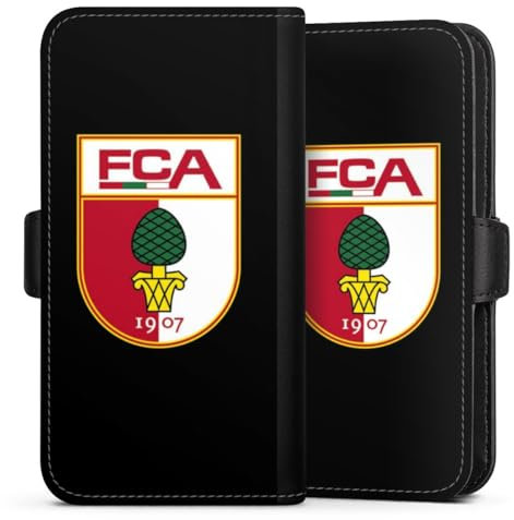 DeinDesign Flip Case kompatibel mit Samsung Galaxy S22 Ultra Handyhülle aus Kunst Leder schwarz Klapphülle FC Augsburg Wappen FCA