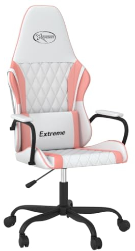 vidaXL Gaming Stuhl Massagefunktion Racing Chefsessel Bürostuhl Drehstuhl Sportsitz Bürosessel Schreibtischstuhl Weiß Rosa Kunstleder
