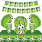 54Pcs Green Football Soccer Party Tableware Decorations for Boy Birthday, Football Game Table Cloth, 7inch Paper Plates, Banner, Paper Napkins for Kids Soccer Game Theme Table Ware Party Favor