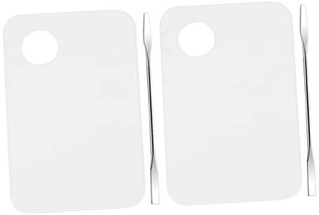 Angoily 2sets Cosmetic Mixing Palette Tool Spatulas Nail Art Plates Kit for Pigment Nail Polish Eye Shadow Mixing