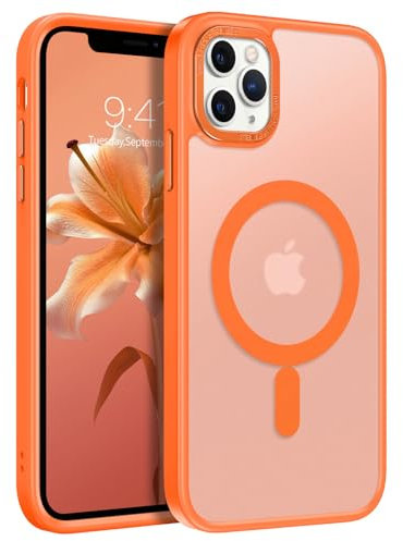 BENTOBEN Magnetic for iPhone 11 Pro Max Case, [Compatible with MagSafe] Translucent Matte Frosted Anti-Fingerprint Slim Shockproof Women Men Protective Cover Case for iPhone 11 Pro Max 6.5,Orange