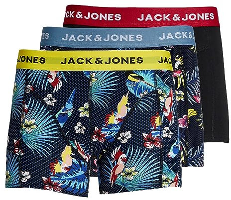 JACK & JONES Herren Unterhosen Shorts Boxershorts Trunks 3er Pack, Farbe:Mehrfarbig, Wäschegröße:XL, Artikel:- surf The Web/Black/Black