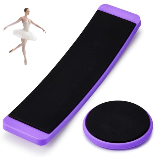 Motionchic Tragbares Drehbrett, Eiskunstlauf-Spinner für Balletttänzer, Eisläufer, Turner, Cheerleader, Training, Verbesserung des Gleichgewichts, Pirouetten-Ausrüstung, Violett, 2 Stück