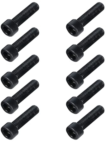 Okaywork 10 Piezas Tornillos de Vástago de Bicicleta, M5x20mm Pernos de Vástago de Bicicleta con Arandelas, Tornillos de la Potencia de la Bicicleta, Tornillos para Potencia de Bicicleta (Negro)