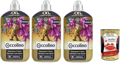 Italian Gourmet Ammorbidente Concentrato Sandalo Weichspüler 3 x 1750ml | Caprifoglio, 76 lavaggi; langanhaltender Duft für weiche Wäsche und Frische, Gesamtnettogewicht 5,25 L + Kostenlos Polpa 400g