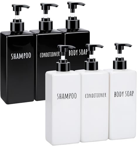 Segbeauty Dosatore Sapone Bagno, 6 Pezzi 500ml Dispenser Detersivo Piatti, Dispenser Shampoo Riempibile, Dispenser Doccia Shampoo e Bagnoschiuma, per Sapone, Shampoo, Condizionatore