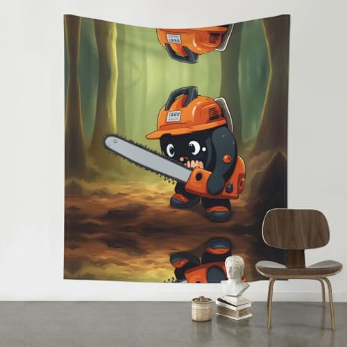 BROLEO Tapestry Wall Hanging Tapestrys Art Tapestry Home Decor 60x51 in Cute Crying Chainsaw Prints