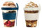 Seveston Yogurt Pots 2PCs Reusable 600ml overnight oats jar with lid & Spoon On The Go Breakfast Cereal Storage Containers snack pots Oatmeal Jars Set of 2 (Navy Blue, White)