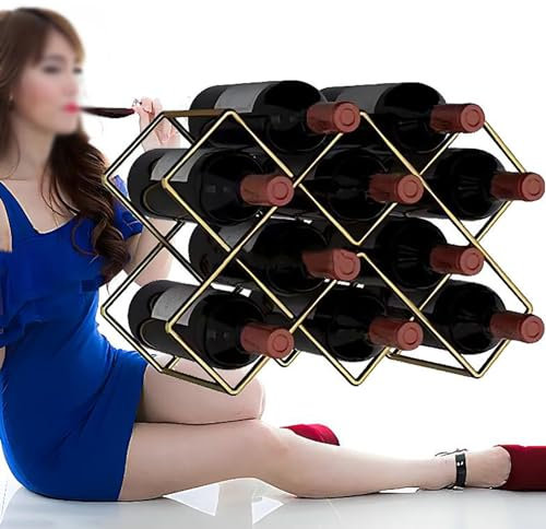 ICEMOB Multifunzione Porta Bottiglie di Vino,creatività Porta Liquori da Salotto,Metallo Cantinetta Vino,Scaffale Vino per Cucina, Sala da Pranzo, Casa,Bar,d'oro,8 Bottles