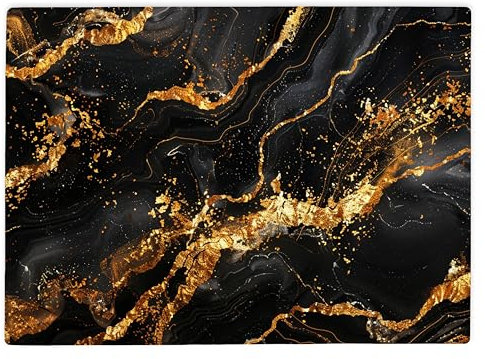 Shopagift Black Gold Abstract Marble Effect Glass Chopping Board Large Kitchen Worktop Saver 39cm x 28cm