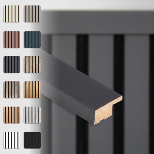 HEXIM Abschlussleiste 275x2,7cm passend für unsere Akustikpaneele - flexible Lamellenwand Holz MDF Wandpanelee Lamellenverkleidung Wandverkleidung (1 Abschlussleiste Black Lead - APA05)