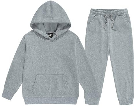 Kostüme für Jungen und Mädchen, modisch, einfarbig, weich, locker, mit Kapuze, lange Ärmel, Trainingsanzug für Kinder, Jogging-Set und Hose, Geschenkidee für Kinder 2-14 Jahre, grau, 2 Jahre
