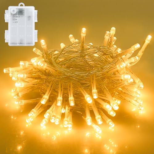 cshare Battery Fairy Lights, 3M 30 LED Fairy Lights Battery Operated with Timer, IP65 Waterproof String Lights for Jar Garden Camping Christmas Indoor Outdoor Decorations, Warm White