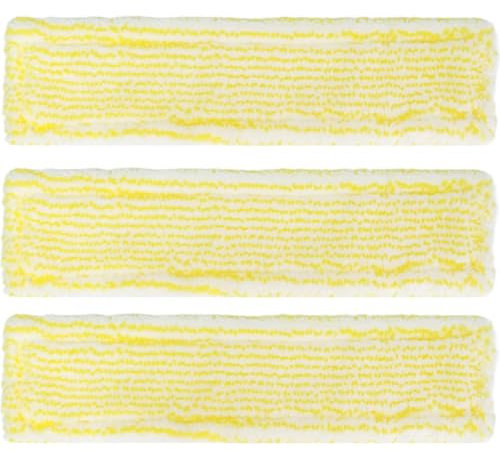 WeddHuis Lot de 3 Tampons de Rechange pour Nettoyeur de Vitres, Tampon Microfibre de Rechange pour Aspirateur à Vitres, Compatible avec Kärcher WV2 WV5 WV6 Plus Premium (Jaune)