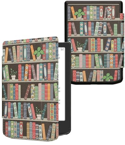kwmobile Étui Compatible avec Pocketbook Verse/Pro/Color/Vivlio Light/Light HD Coque - Étui à Rabat magnétique Tablette eReader Similicuir - Bleu-Vert-Fuchsia