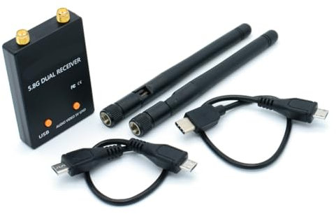Qussedser 5,8 G 150 Kanäle UVC-Empfänger mit Doppelantenne und OTG-FPV-Empfänger mit Audio für Android-Smartphone
