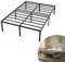 YRHome Modern Bettrahmen Metallbett 140x200 cm Plattformbett aus Metall robusten Stahllatten Doppelbett Schwarz Höhe 41.5 cm Stauraum unter dem Bett für Schlafzimmer Gästezimmer