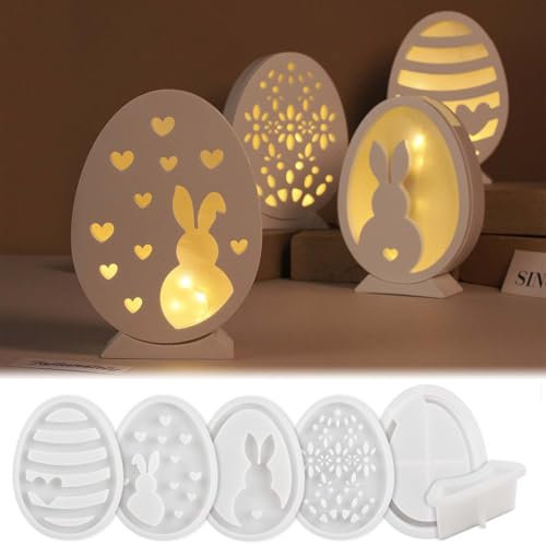 SVOCK Silikonformen Gießformen Ostern, 6Pcs Silikonformen Osterei Osterhasen Herz, Silikonform Osterei Silikonformen Kerzenhalter Osterhase Silikon Form, Silikonformen Gießformen Kerzen Ostern Kerzenh