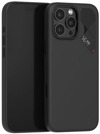 Aulumu A16 Cover Pelle Vegana Cooling per iPhone 16 Pro Max | Controllo Fotocamera | Con Alette di Raffreddamento | Compatibile con MagSafe | Avvolgimento Completo - Touch Nero
