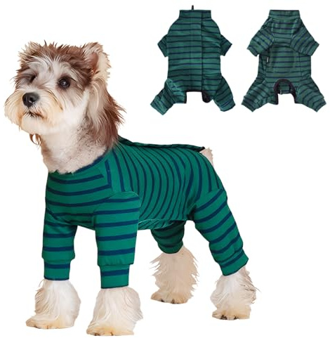 Hundbody efter operation, långärmad Op Body för hundar, hundbody efter kastrering, hunddräkt med ben, operationsbody, hundpyjamas för små medelstora hundar, sårskydd, anti-läckage (L)