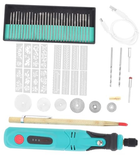 Lurrose 4 Sätze gravierstift für elektrische mühle rotierend Werkzeug Zubehör Herstellung USB ladegeräte würfelunterlage Glasgraveur graviermaschine für Glas Lithium Batterie Light Green