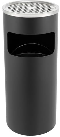 Living Rubbish Bin Outdoor Stainless Steel Trash with Lid Waste 15L Large Outdoor garbage can Garbage Can Bin for Garden Backyard Home Office Restaurant IndoorOffice Restaurant Pub Black Round