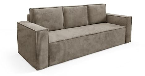 Corda Sofa Cord Schlaffunktion automatisch DL + Bedkasten Schlaffläche: 204×144 cm Kordsofa (poso 03 - beige)