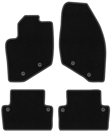 Velours-Fußmatten passend für Volvo V70 II 2000-2007, Schwarz, BASIC | passend für Kombi; dünner Velours-Teppich (Polypropylen), ca. 4 mm; rutschfest, runde Befestigungen (Typ VLV)