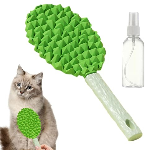 JIEBWCHA Haustierhaarbürste, Haustierbürsten für Hunde,Durian Shape Cat Pinsel zum Absatz - Kamm weicher Massage mit Sprühflaschen-Haustierversorgungen mit nicht rutschem Griff für kurzhaarige