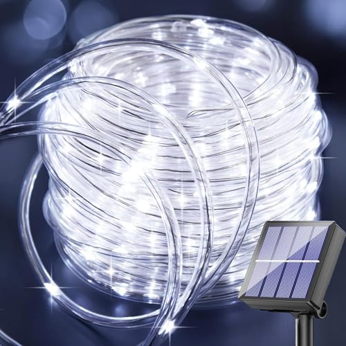 Aofonchy Solar Lichtschlauch Lichterkette Außen 10m 100LEDs Wetterfest Solar Lichterkette Seilleuchten mit 8 Modi LED Schlauch Lichterketten für Garten Terasse Hochzeit Party und Weihnachten